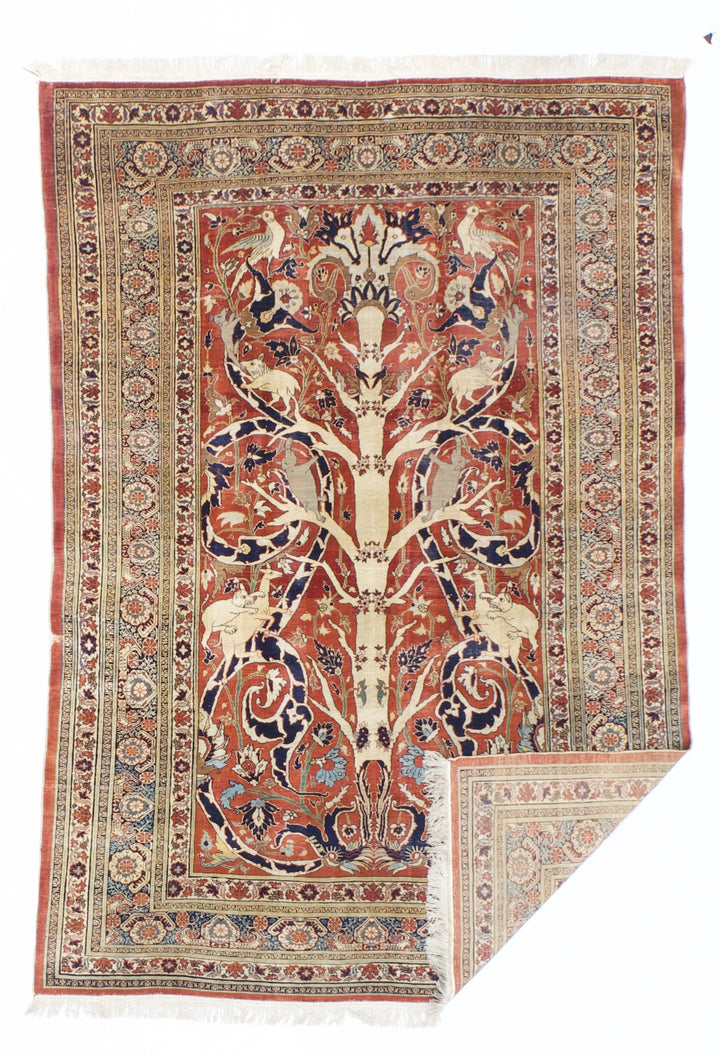 Extremely Fine and Rare Antique Persian Silk 4’2" x 6’0"