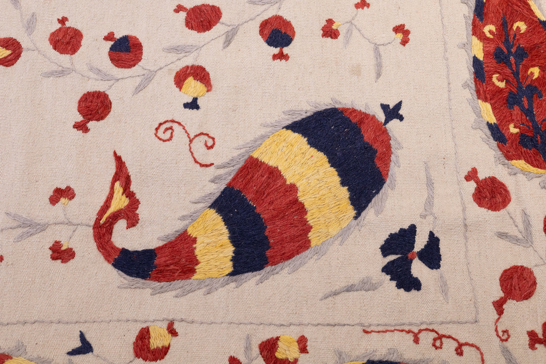 Fine Antique Uzbek Suzani Rug 6'3'' x 9'9''