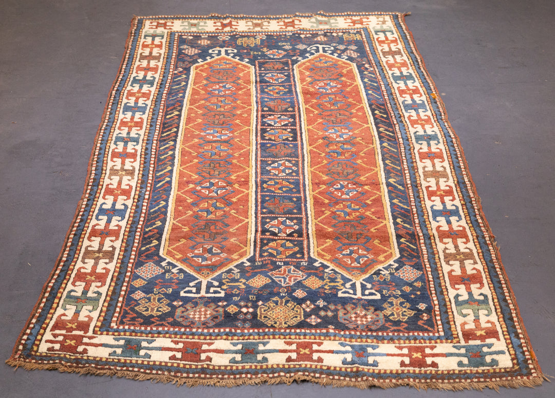 Antique Caucasian Kazak Rug 4'4'' x 8'0"