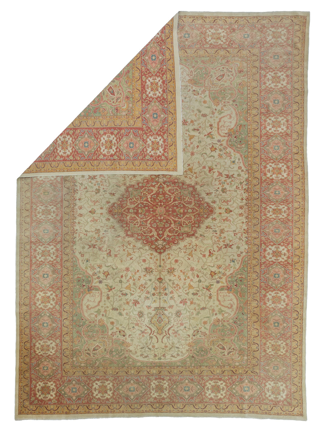Fine Antique Borlu Oushak Wool Rug 8'7" x 11’10"