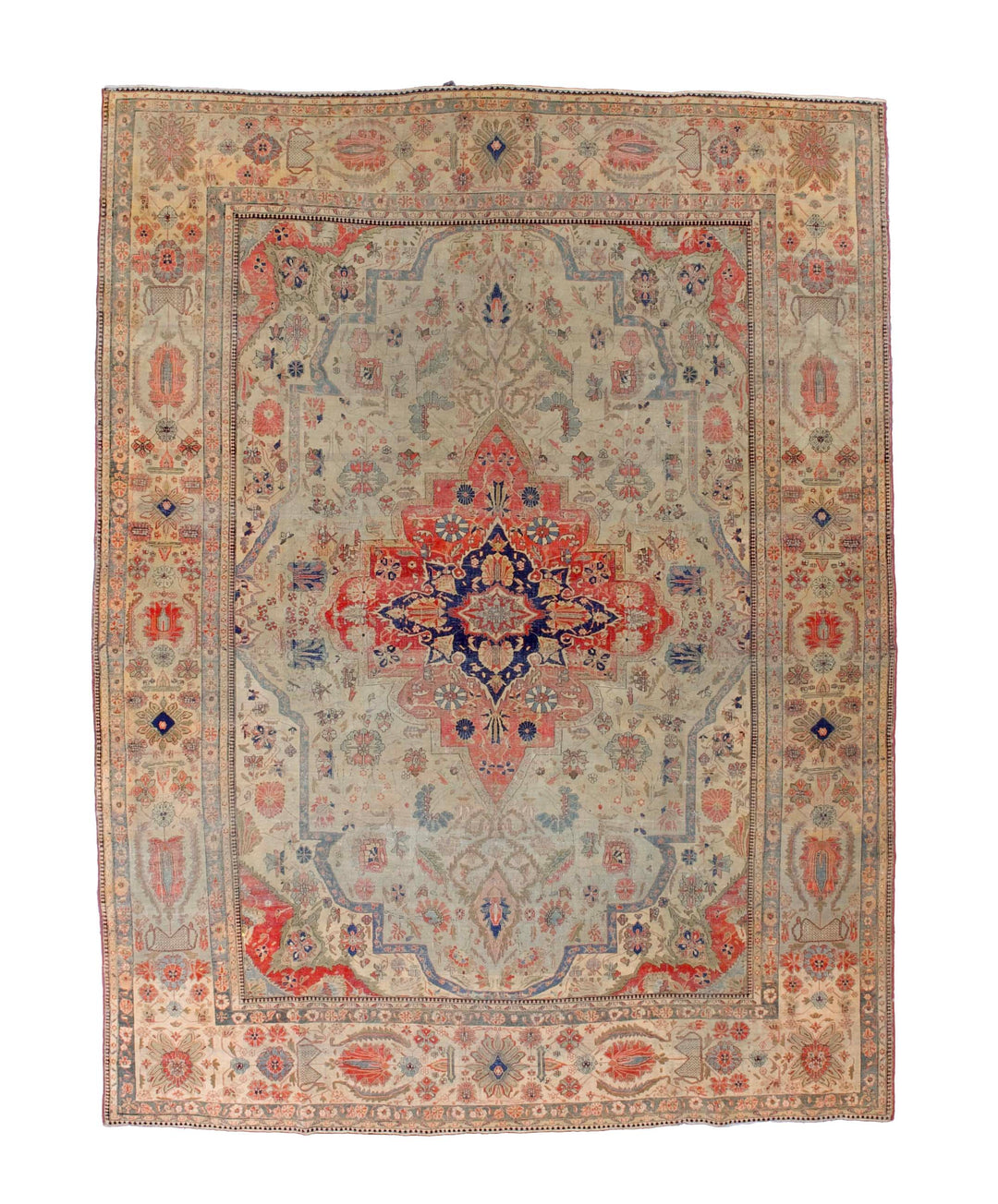 Antique Mohtasham Kashan Rug 7'8" x 10'10"
