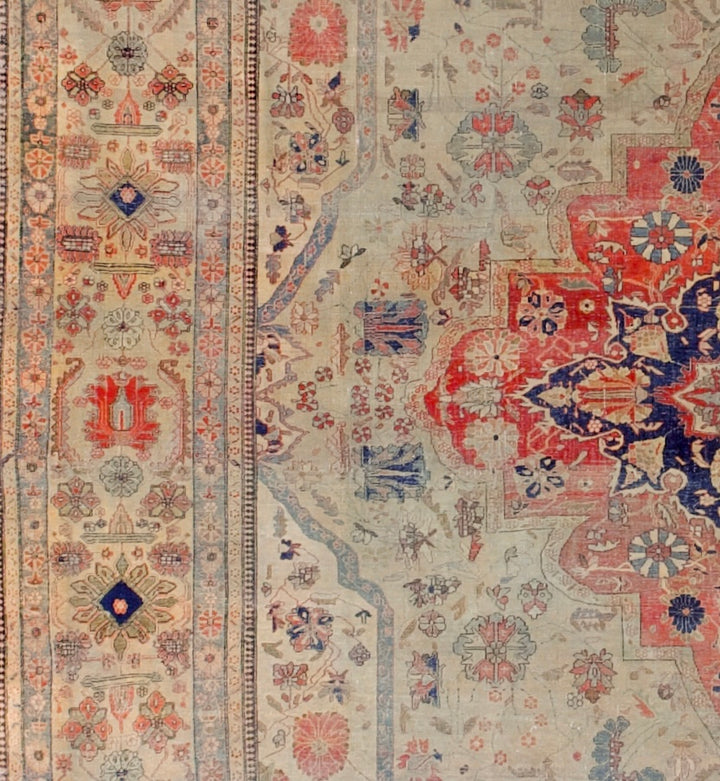 Antique Mohtasham Kashan Rug 7'8" x 10'10"