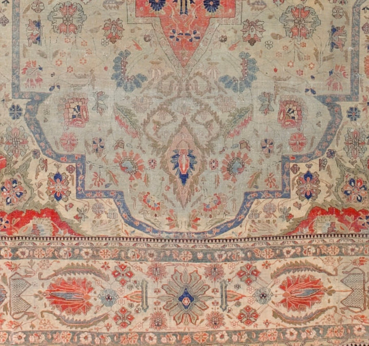 Antique Mohtasham Kashan Rug 7'8" x 10'10"