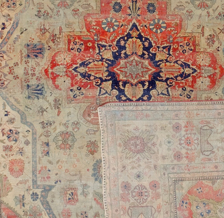 Antique Mohtasham Kashan Rug 7'8" x 10'10"