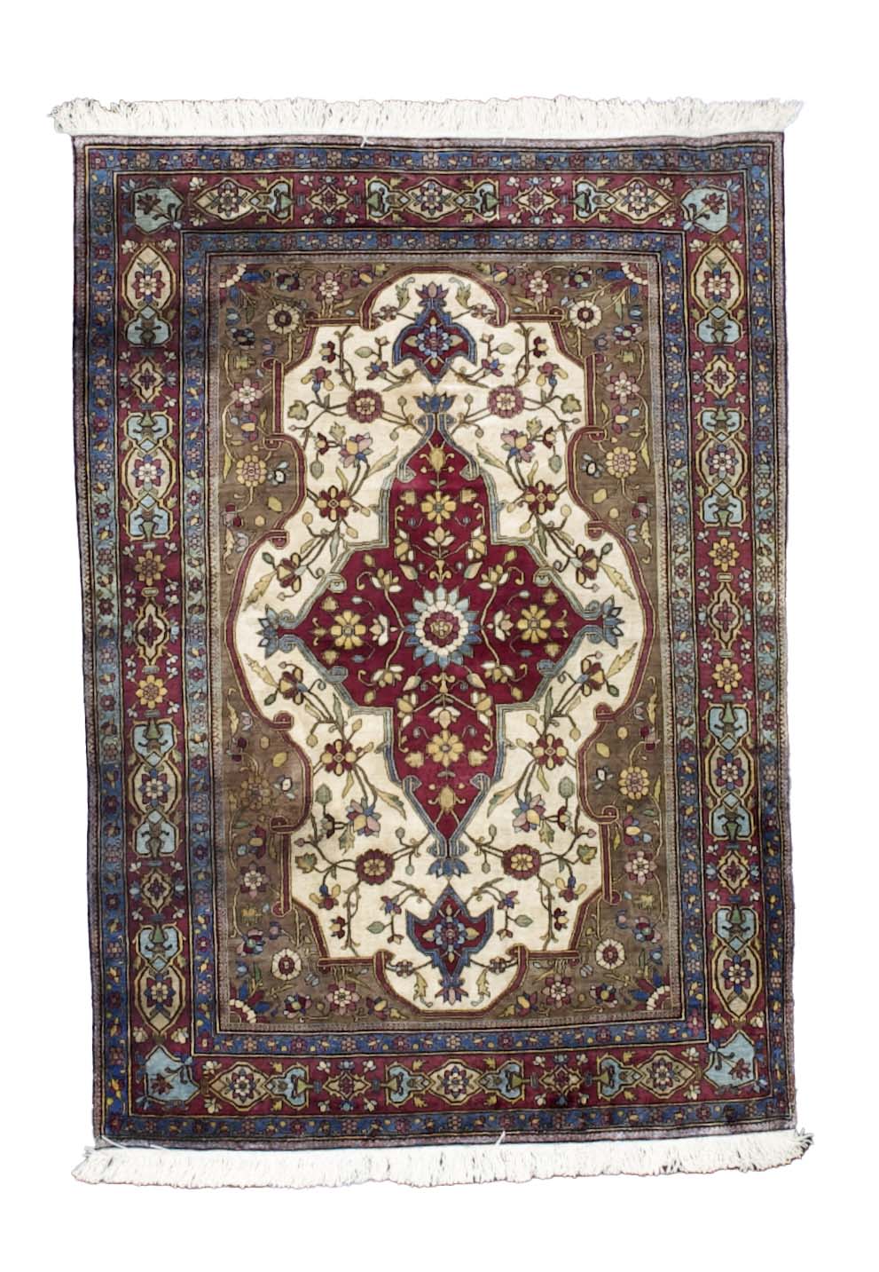 Extremely Fine and Rare Antique Silk Persian Rug 3’6” x 5’1”