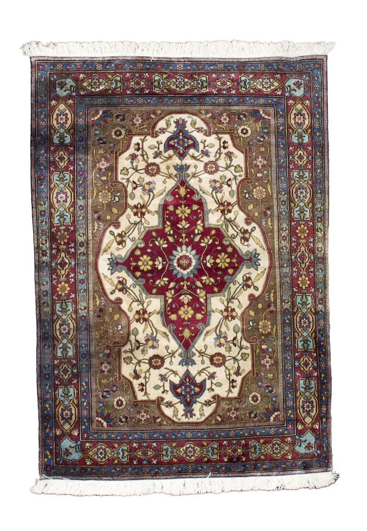 Extremely Fine and Rare Antique Silk Persian Rug 3’6” x 5’1”