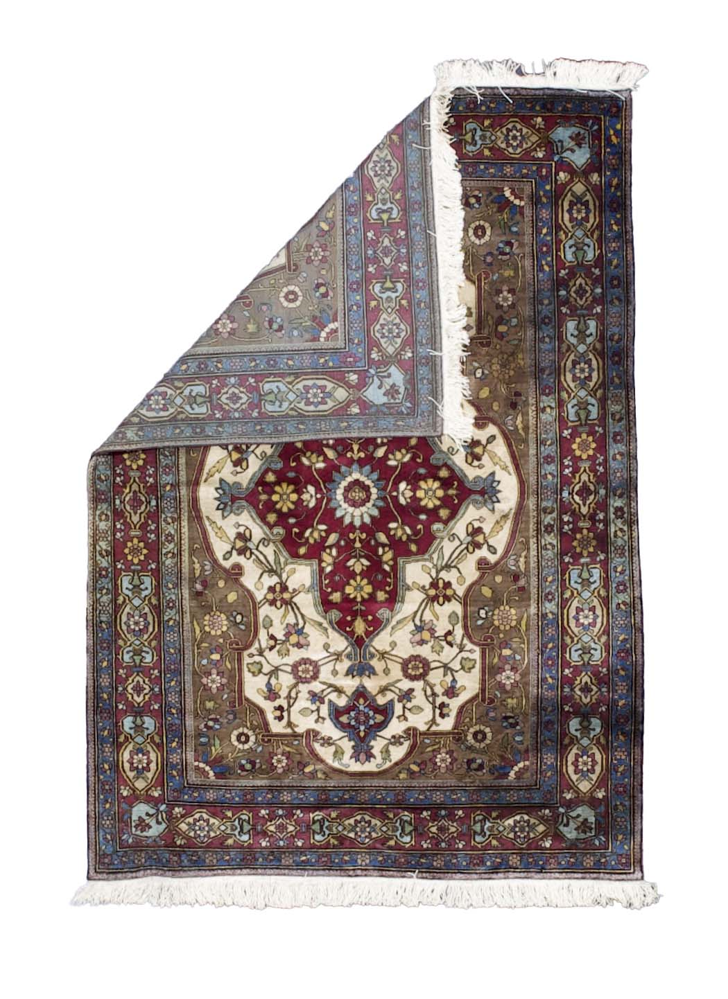 Extremely Fine and Rare Antique Silk Persian Rug 3’6” x 5’1”