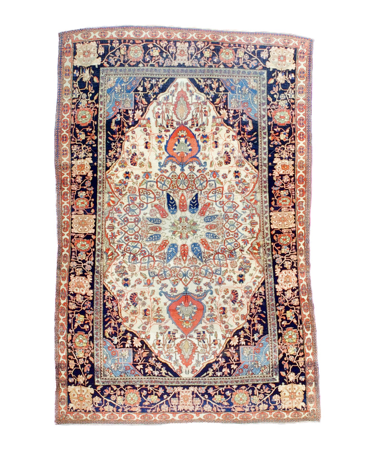 Antique Persian Mohtasham Kashan 4'4" x 6’8"