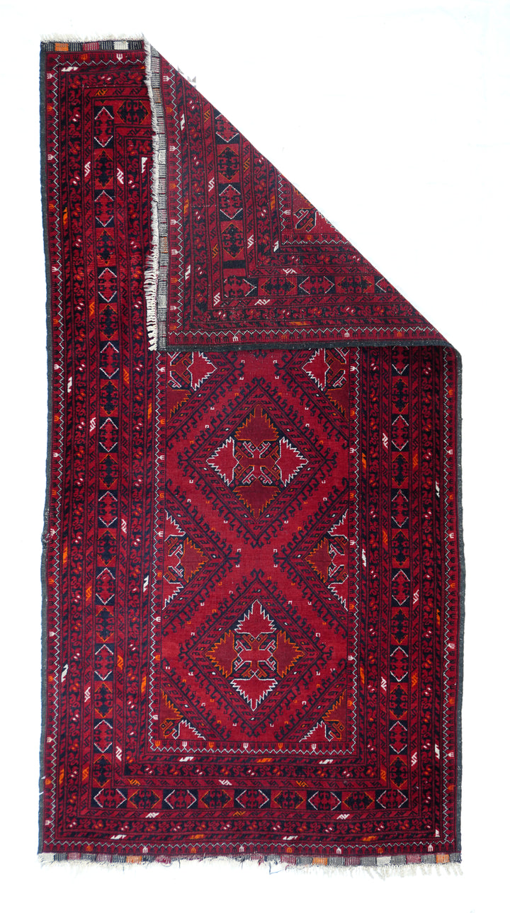 Vintage Afghan Rug 3'7'' x 7'1''