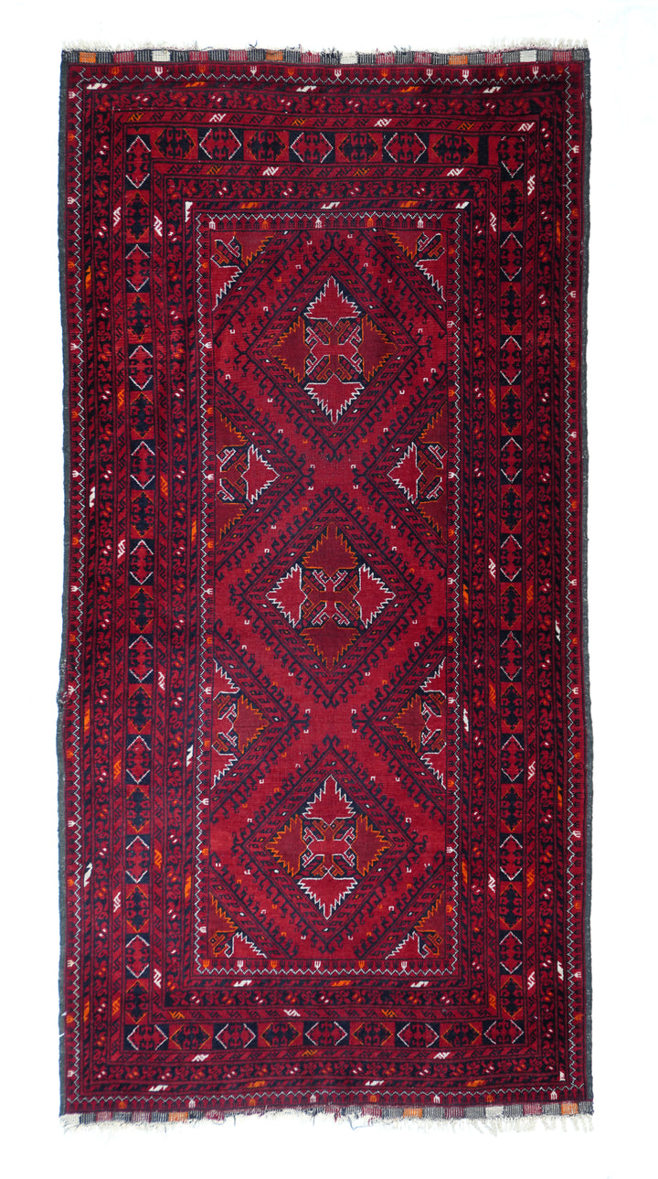 Vintage Afghan Rug 3'7'' x 7'1''