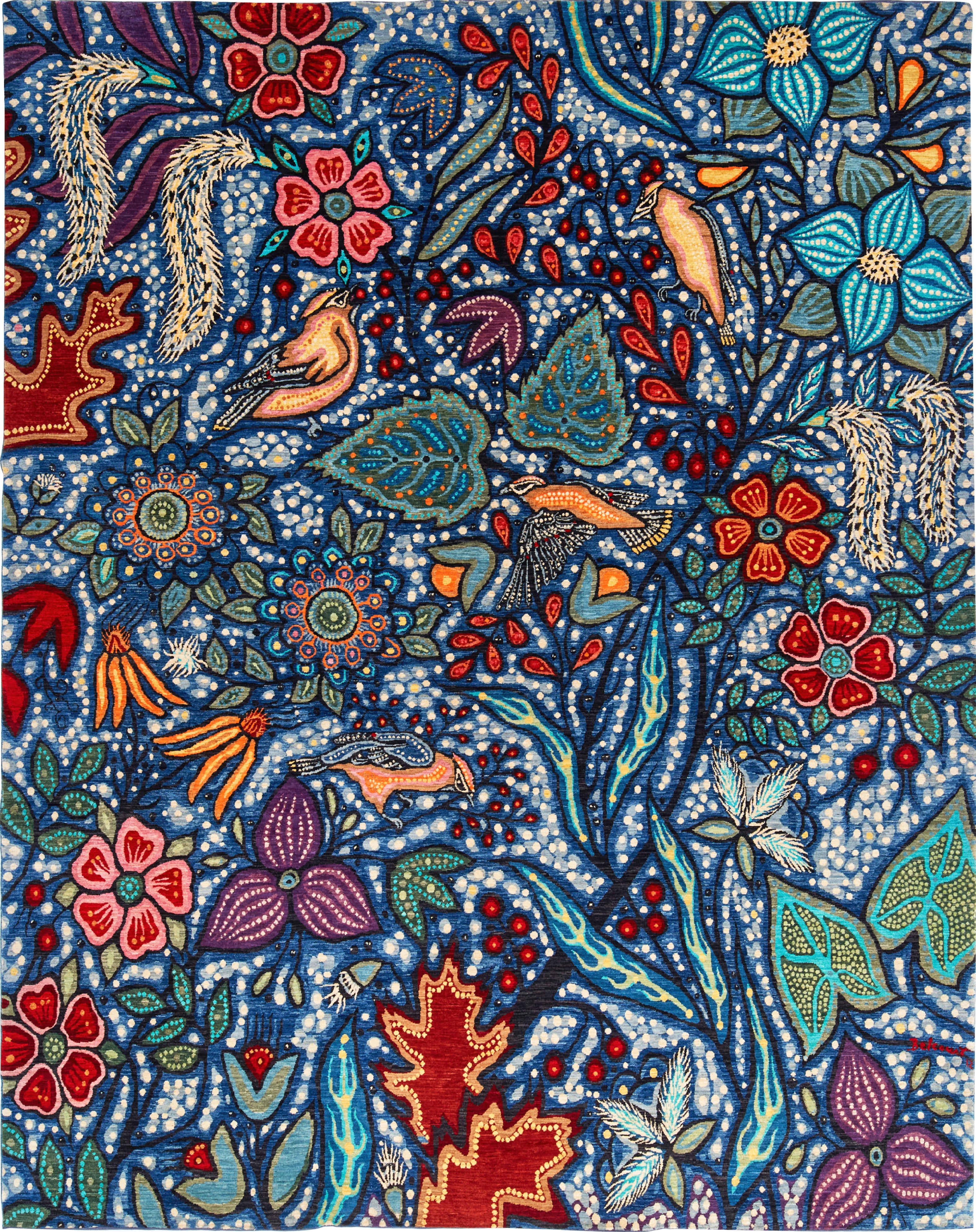 Four Cedar Waxwings Rug – Victor Gallery
