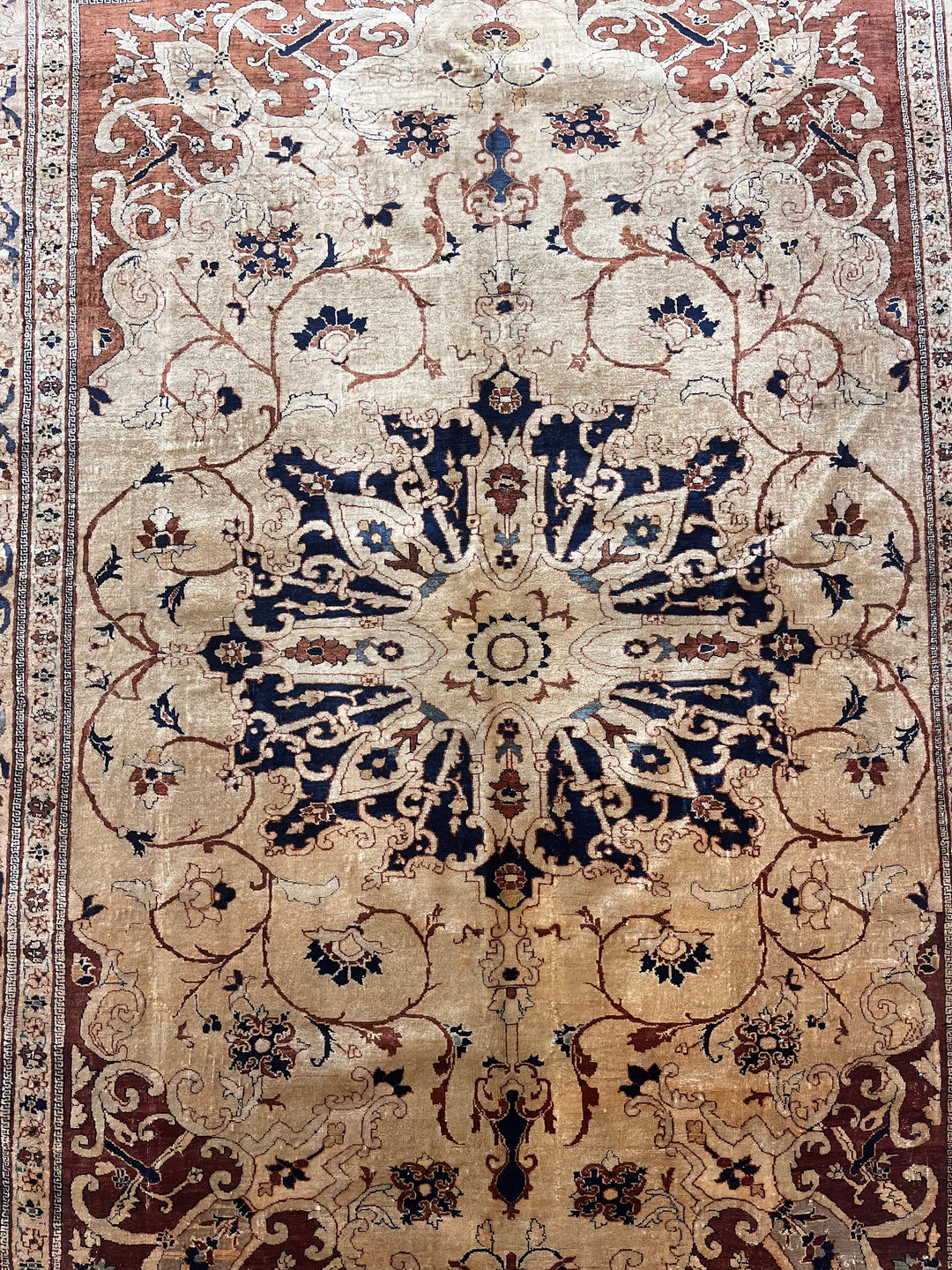 Antique Silk Heriz Rug 4'8'' x 6'2''