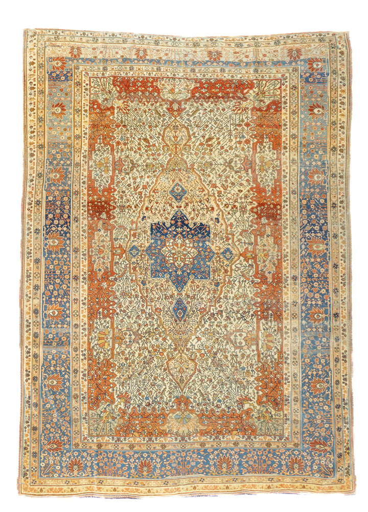 Antique Mohtasham Kashan Rug 7'1" x 10'