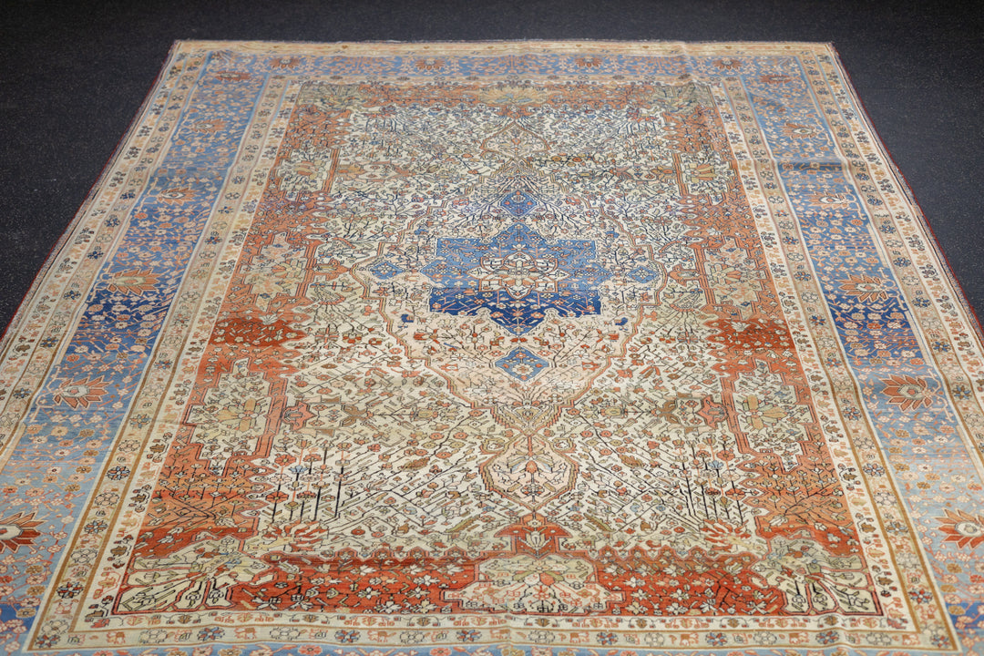 Antique Mohtasham Kashan Rug 7'1" x 10'