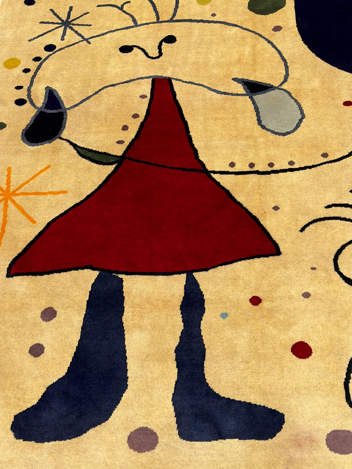 French Artistic Designed after J. Miro Rug 6'0" x 6'7''