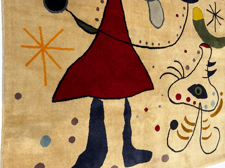 French Artistic Designed after J. Miro Rug 6'0" x 6'7''
