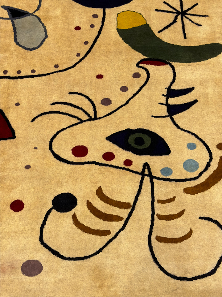 French Artistic Designed after J. Miro Rug 6'0" x 6'7''