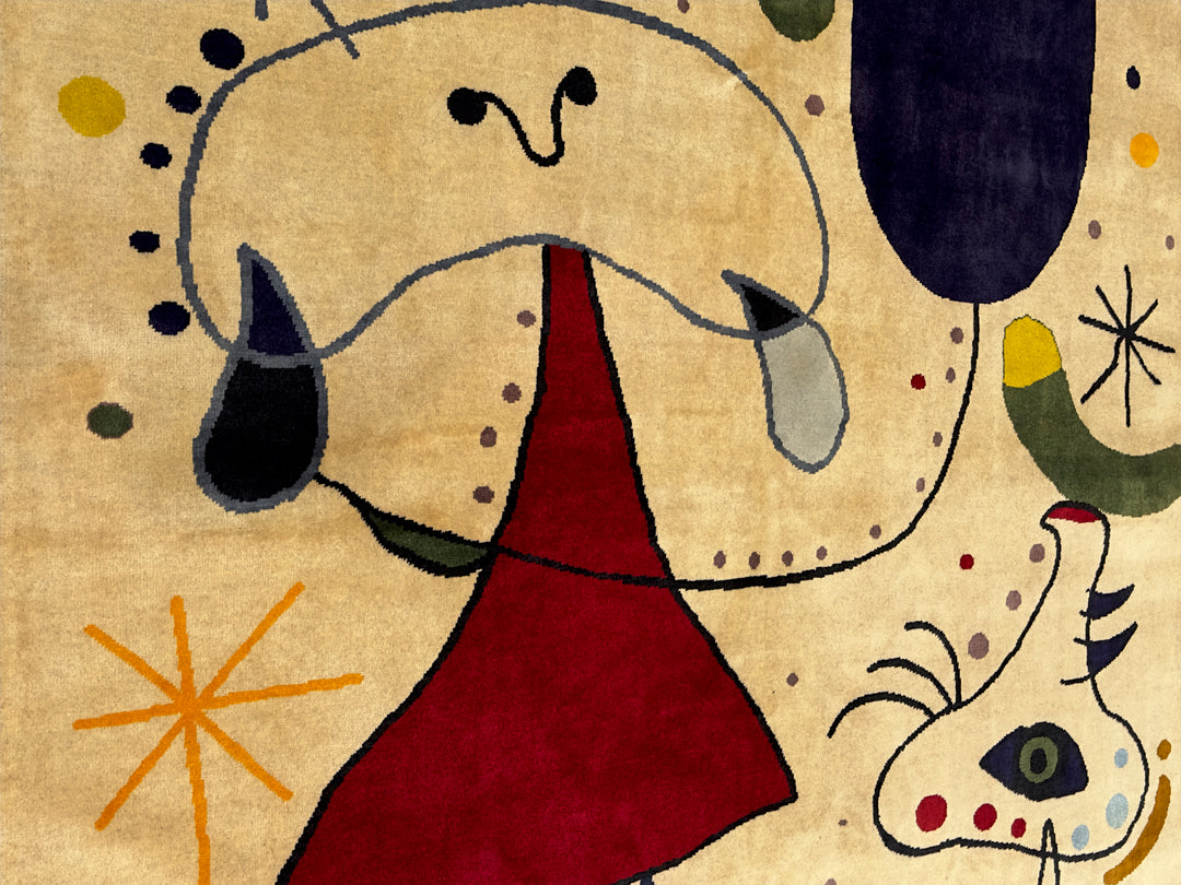 French Artistic Designed after J. Miro Rug 6'0" x 6'7''
