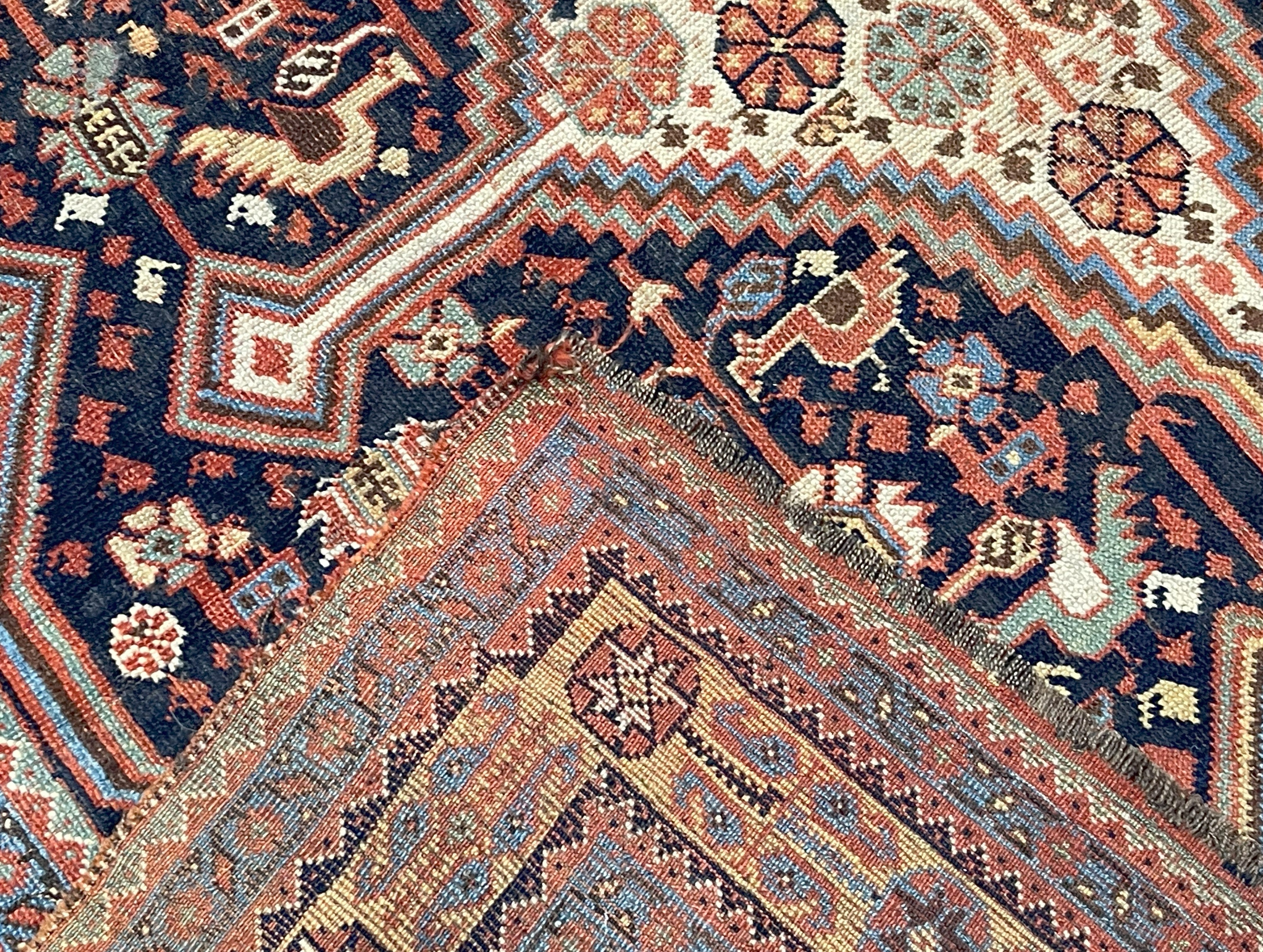Antique Qashqai Rug 4'5