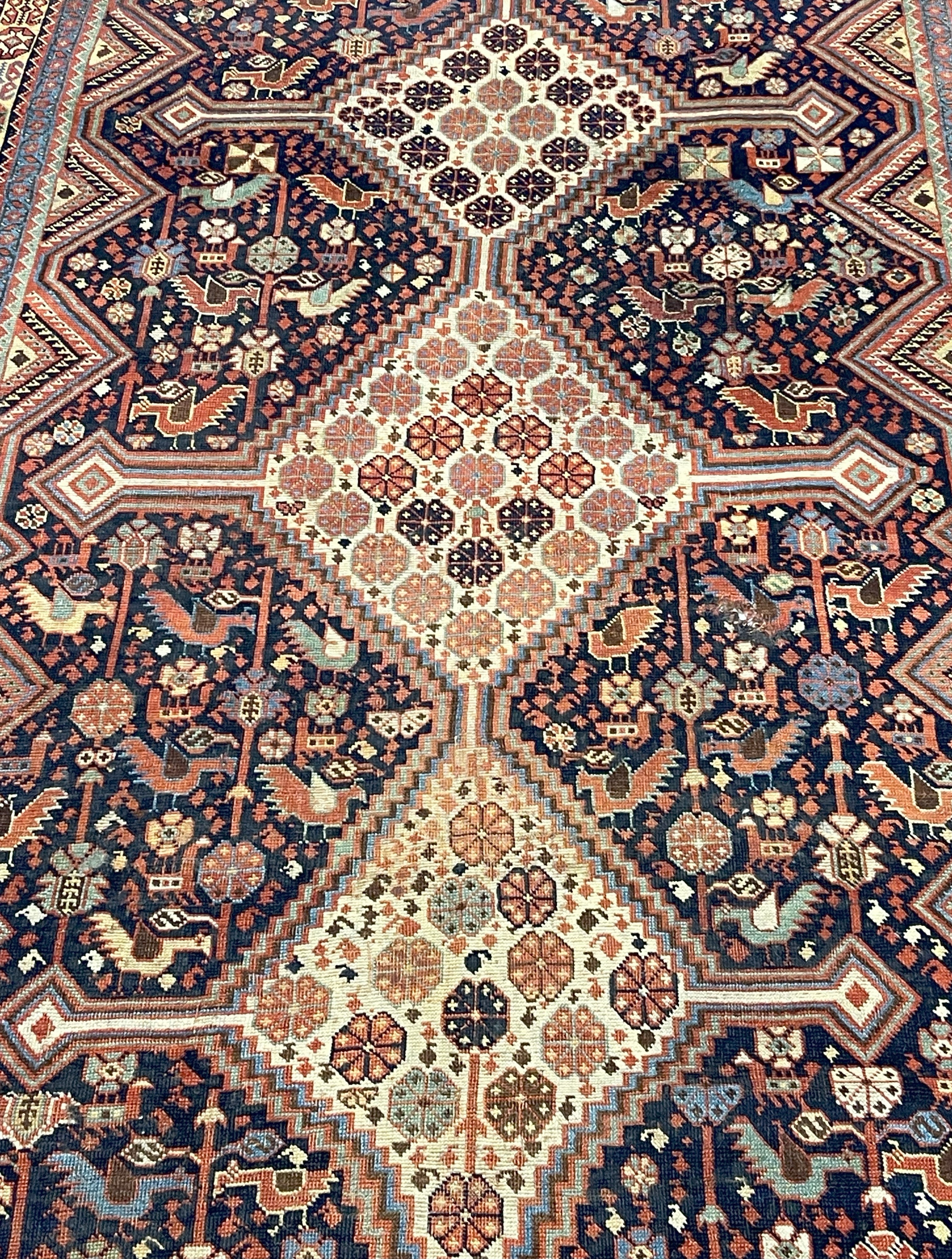 Antique Persian Qashqai Rug 4'5