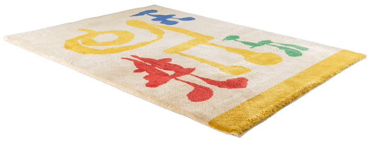 Fine Mid Century Genuine & Authentic French Wool Rug. Signed and designed by Jean Miro 4’10” x 6’6”
