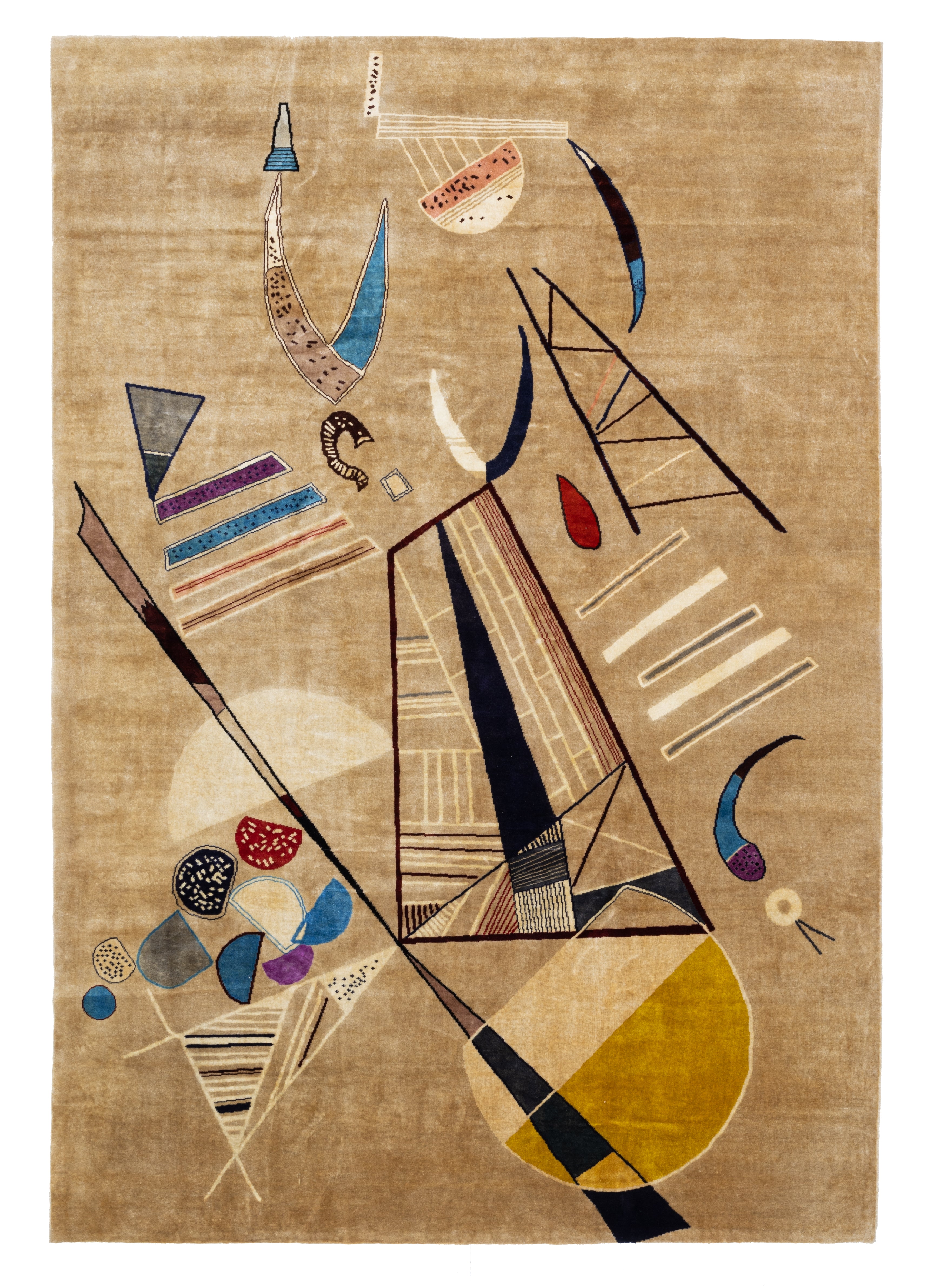 French Mid Century Artistic Wool Rug Design after Kandinsky 6’7