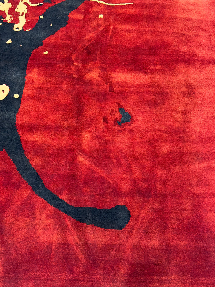 French Mid Century Artistic Wool Designer Rug 6'7'' x 8'2''