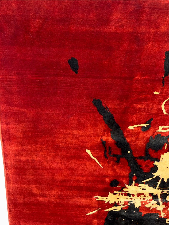 French Mid Century Artistic Wool Designer Rug 6'7'' x 8'2''