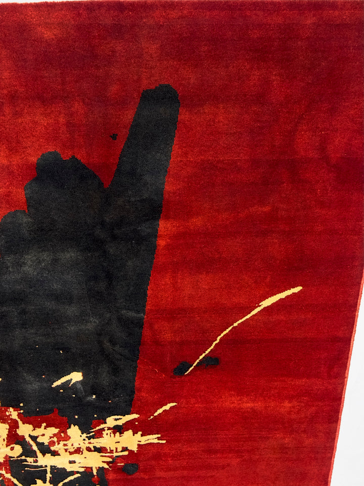 French Mid Century Artistic Wool Designer Rug 6'7'' x 8'2''