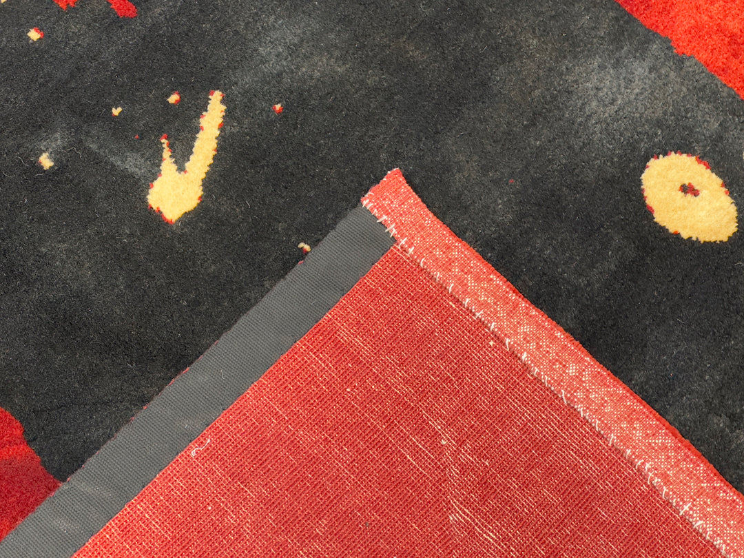 French Mid Century Artistic Wool Designer Rug 6'7'' x 8'2''