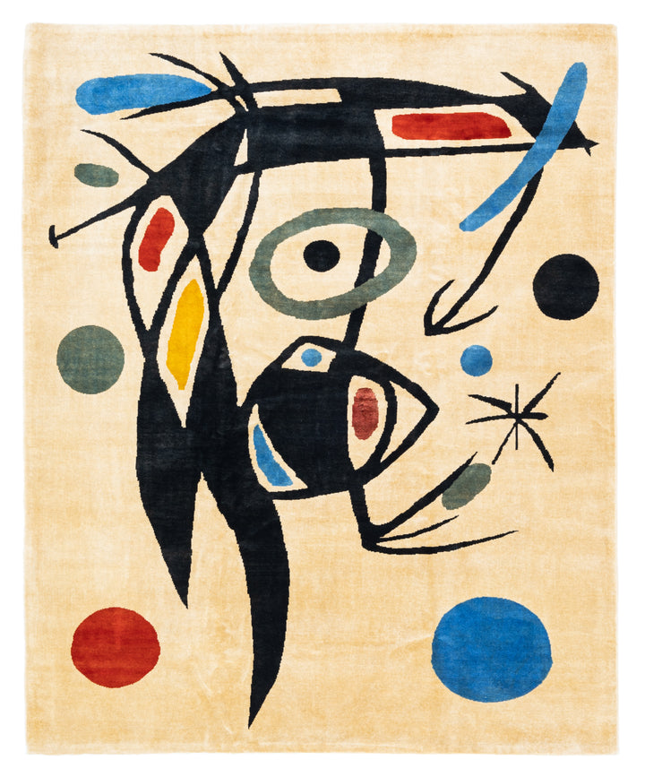 Fine French Mid Century Wool Rug Design after Miro 6'7" x 8’2"