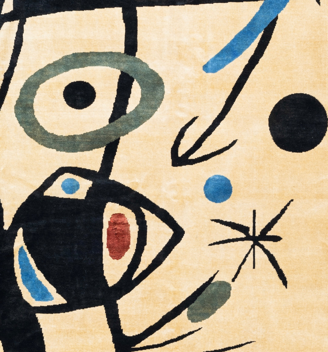 Fine French Mid Century Wool Rug Design after Miro 6'7" x 8’2"