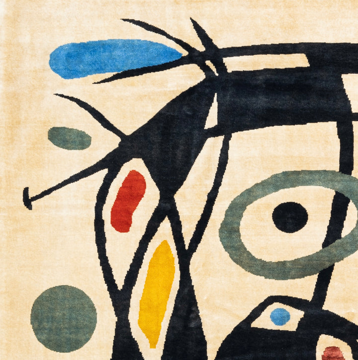 Fine French Mid Century Wool Rug Design after Miro 6'7" x 8’2"