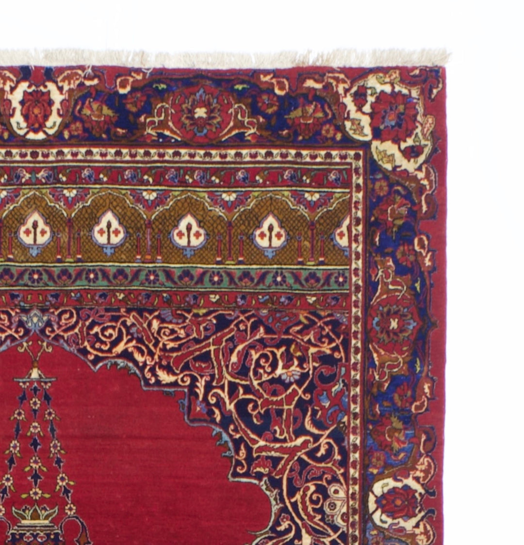 Antique Silk Persian Kashan One of Pair Rug 4’4" x 6’7"