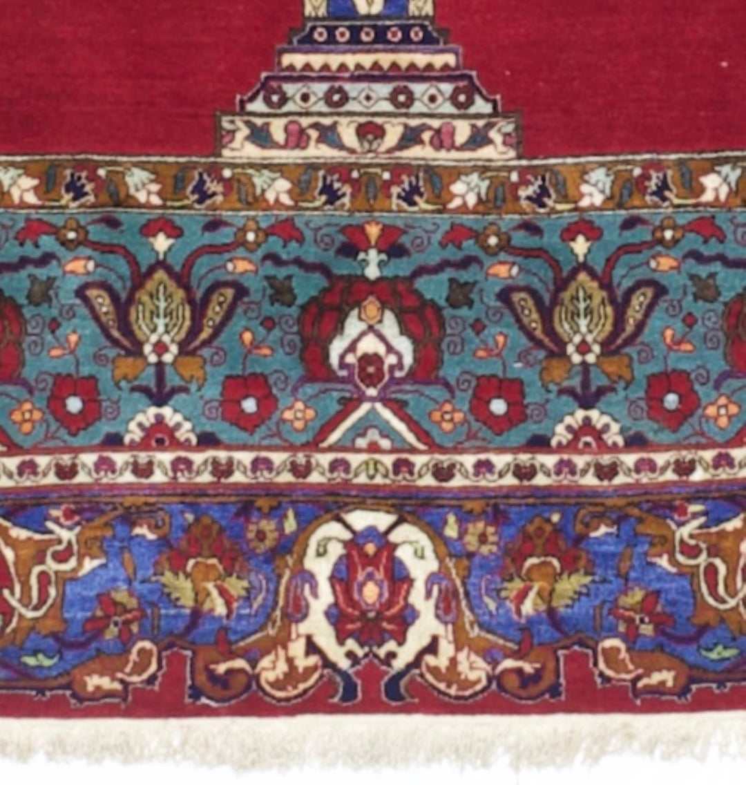 Antique Silk Persian Kashan One of Pair Rug 4’4" x 6’7"