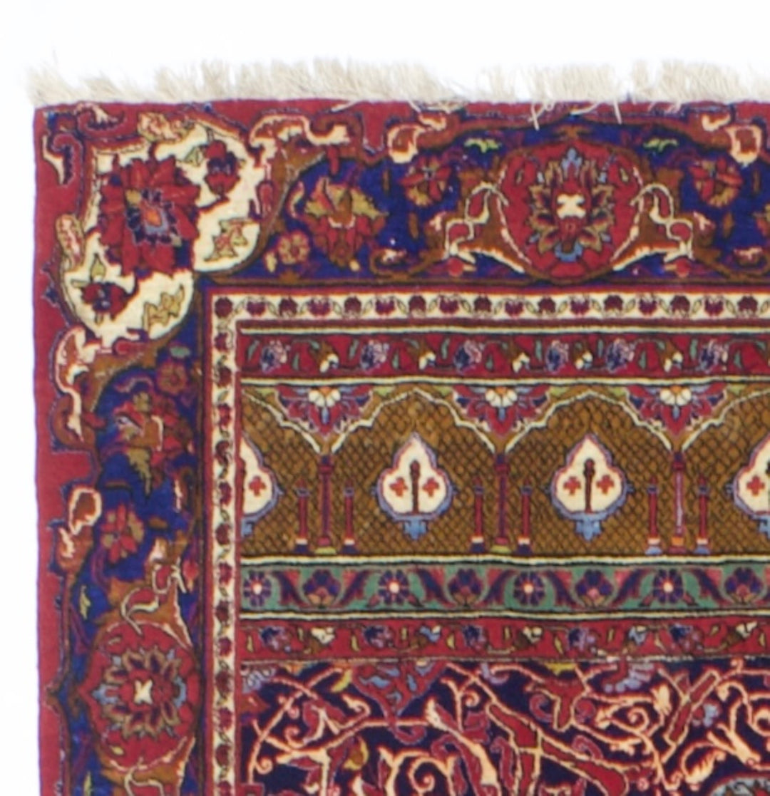 Antique Silk Persian Kashan One of Pair Rug 4’4" x 6’7"