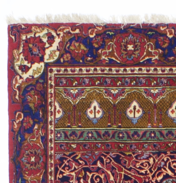 Antique Silk Persian Kashan One of Pair Rug 4’4" x 6’7"