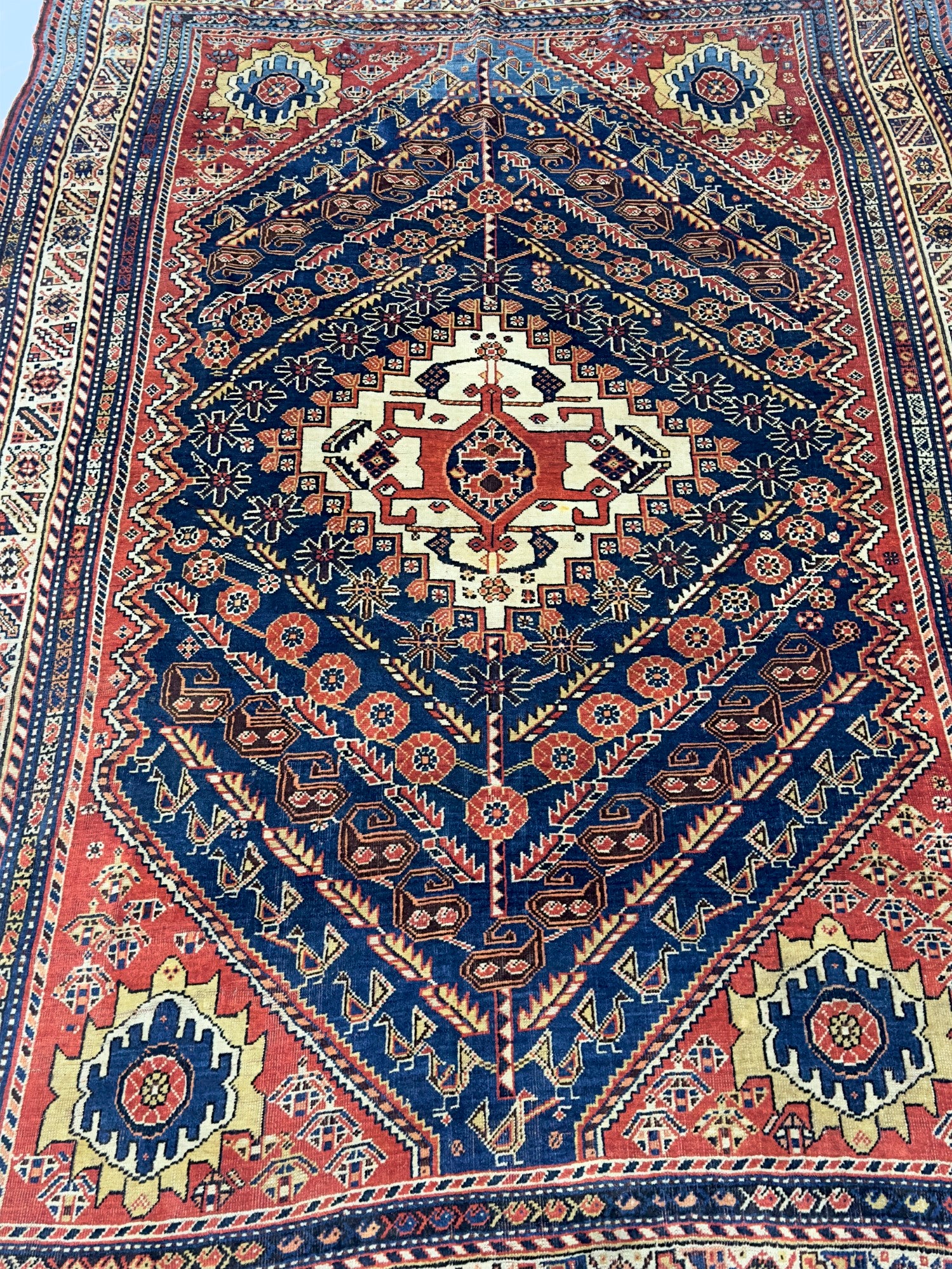 Antique Qashqai Rug 4'11