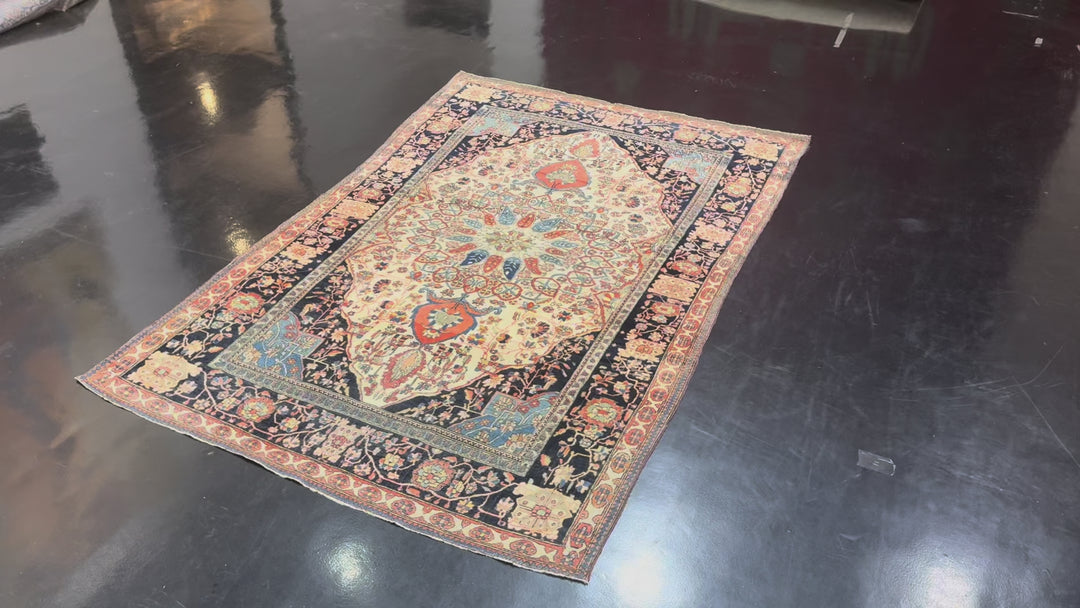 Antique Persian Mohtasham Kashan 4'4" x 6’8"