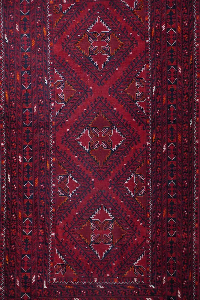 Semi Antique Afghan Rug 3'7'' x 7'1''