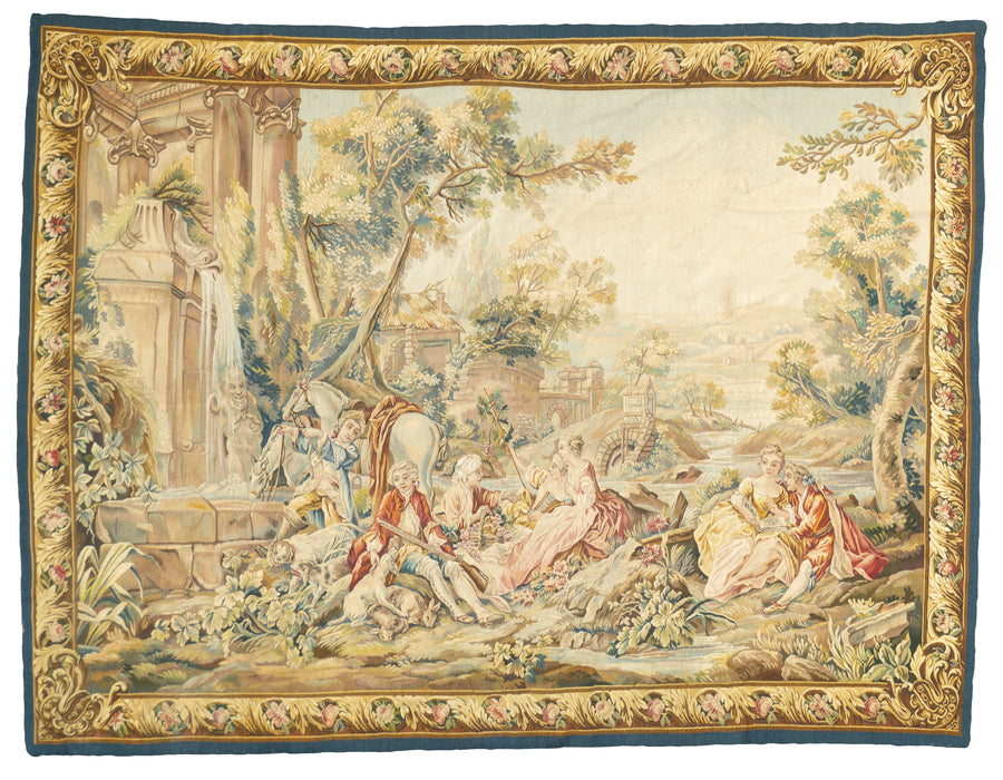 Antique Aubusson-Beauvais Pictorial French Tapestry 4'9'' x 6'3''