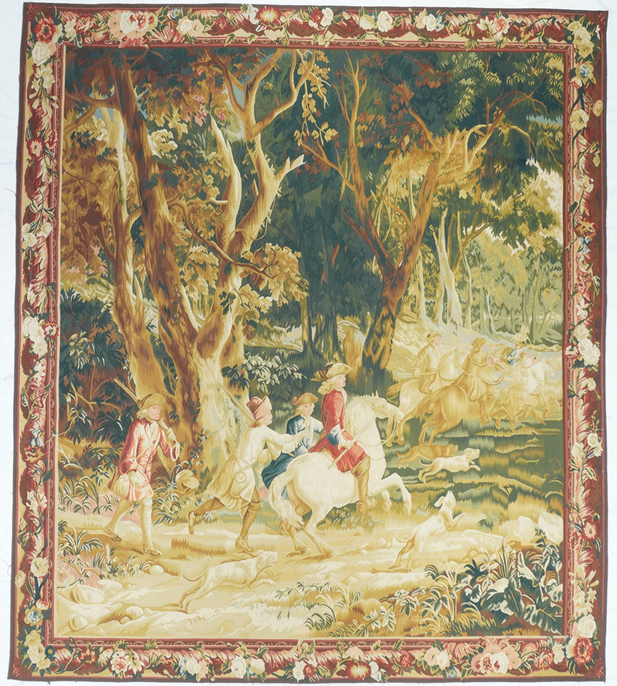 Vintage Belgium Pictorial Tapestry 7'5'' x 7'7''