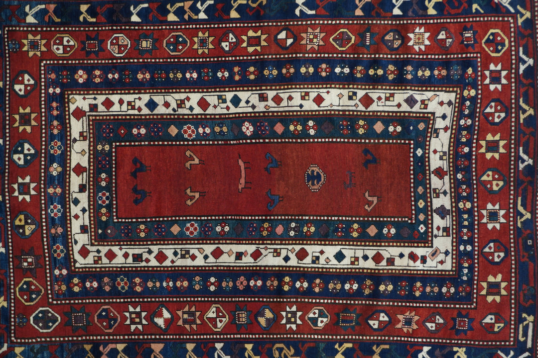 Antique  Caucasian Kazak Rug 4'11'' x 7'0''