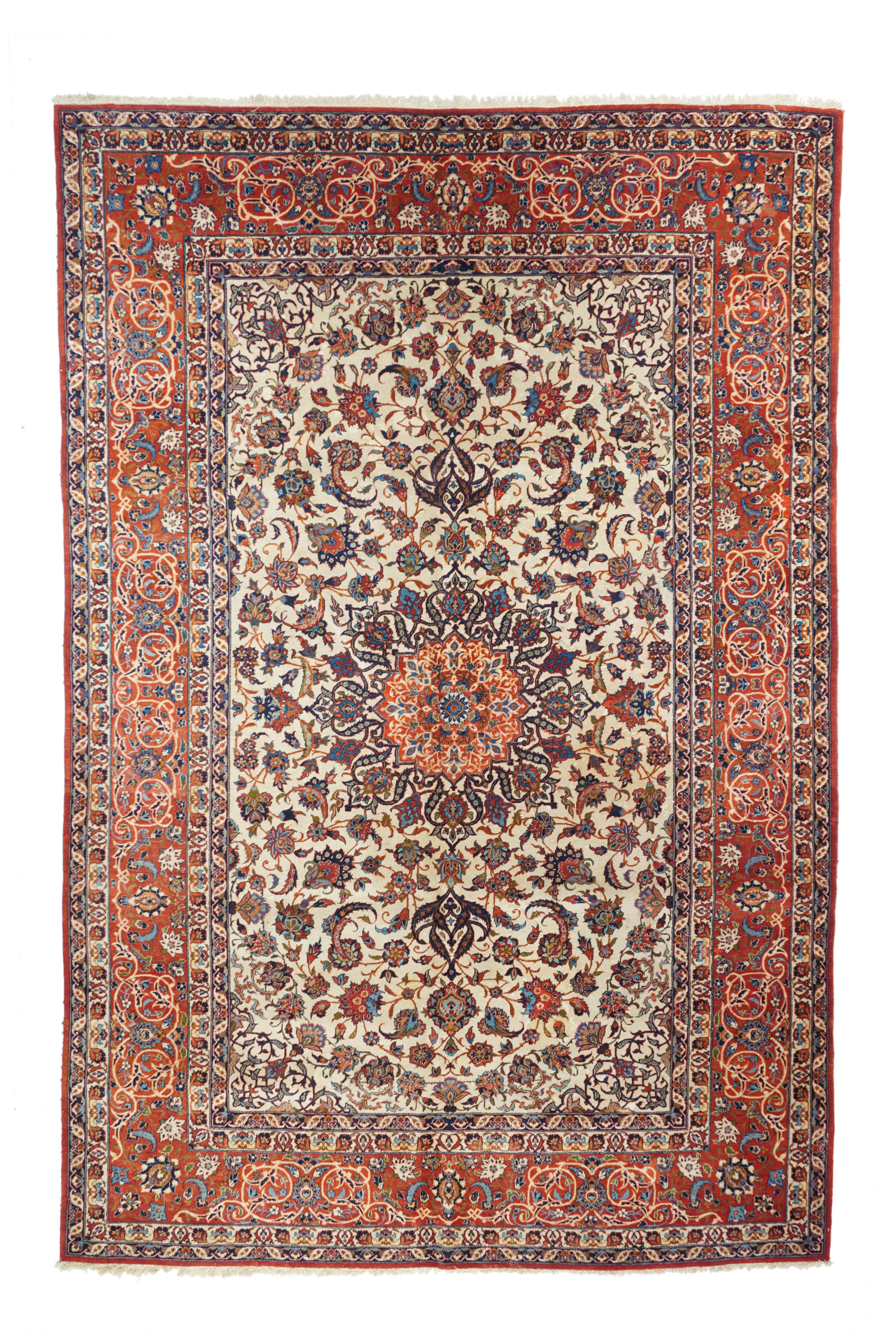 Vintage Persian Isfahan Rug 7’0