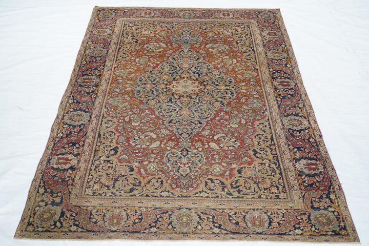 Antique Mohtasham Kashan Rug 4'2'' x 6'9''