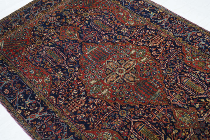 Antique Mohtasham Kashan Rug 4'4'' x 6'6''