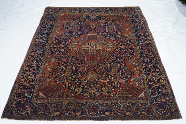 Antique Mohtasham Kashan Rug 4'4'' x 6'6''