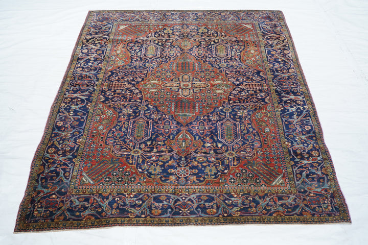 Antique Mohtasham Kashan Rug 4'4'' x 6'6''