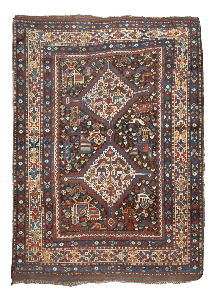 Antique Persian Qashqai 4'7'' x 6'5''