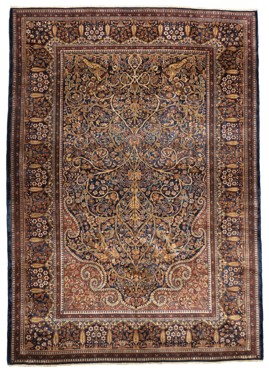 Antique Persian Dabir Kashan Manchester Wool 5' x 6'11''